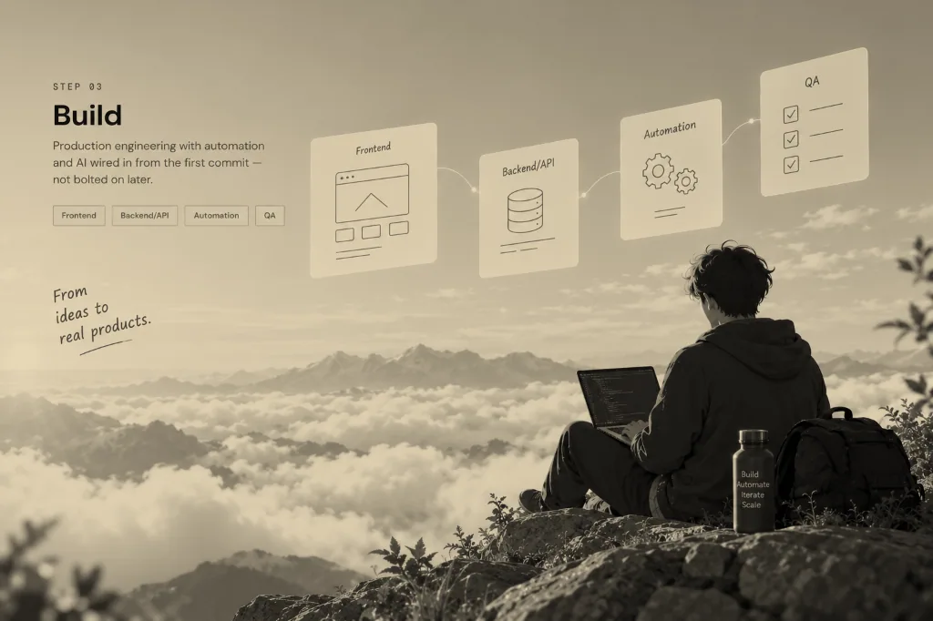 Step 03: Build — Frontend, Backend/API, Automation, QA